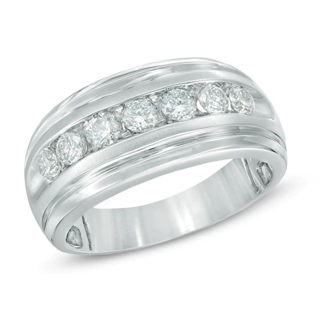 Men's 1 CT. T.w. Diamond Wedding Band in 10K White Gold