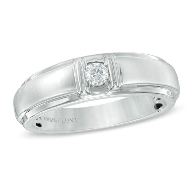 Vera Wang Love Collection Men's 1/6 CT. Diamond Solitaire Wedding Band in 14K White Gold
