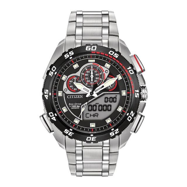 Men's Citizen Eco-DriveÂ® Promaster SST Chronograph Watch with Black Dial (Model: Jw0111-55E)