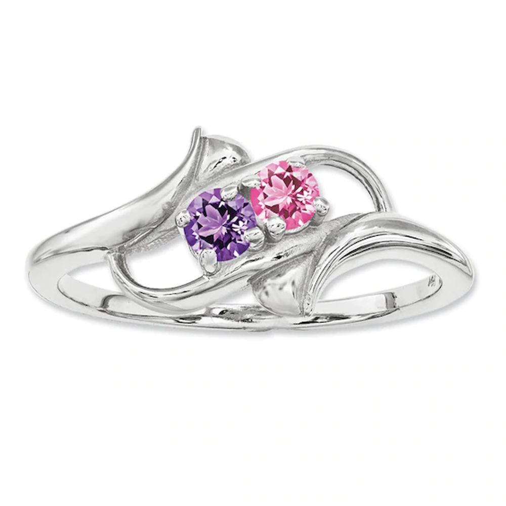 Mother's Birthstone and Diamond Accent Sideways Hearts Ring (1-5 Stones) |  Zales