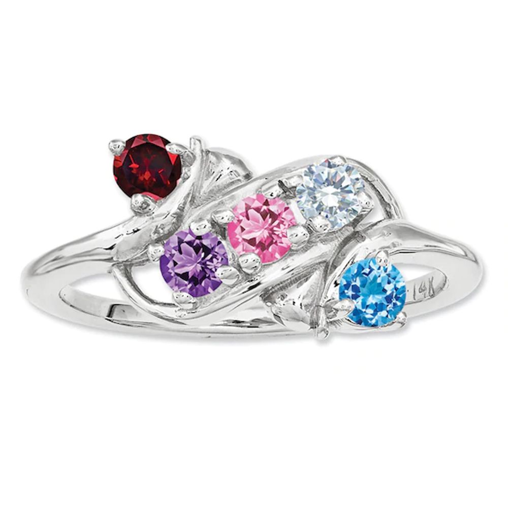 Mother's Birthstone Slant Rolling Wave Ring (2-7 Stones) | Zales Outlet