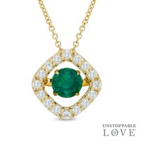 6.0mm Lab-Created Emerald Frame Pendant in Sterling Silver with 14K Gold Plate
