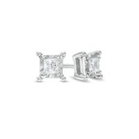 1/ CT. T.w. Princess-Cut Diamond Solitaire Stud Earrings in Sterling Silver (J/I3