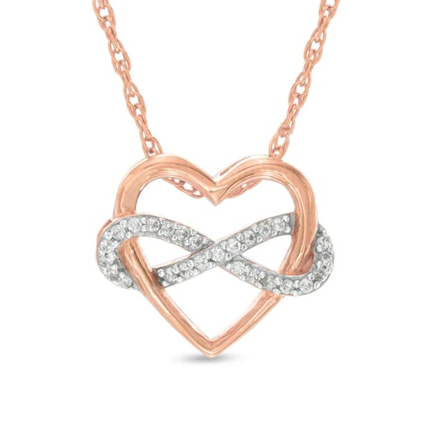 Lab-Created White Sapphire Infinity Heart Pendant in Sterling Silver with 14K Rose Gold Plate