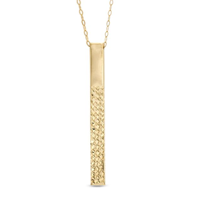 Diamond-Cut Linear Bar Pendant in 10K Gold - 17"
