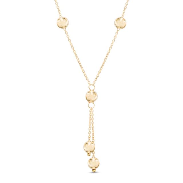 Beaded Lariat Necklace in 10K Gold