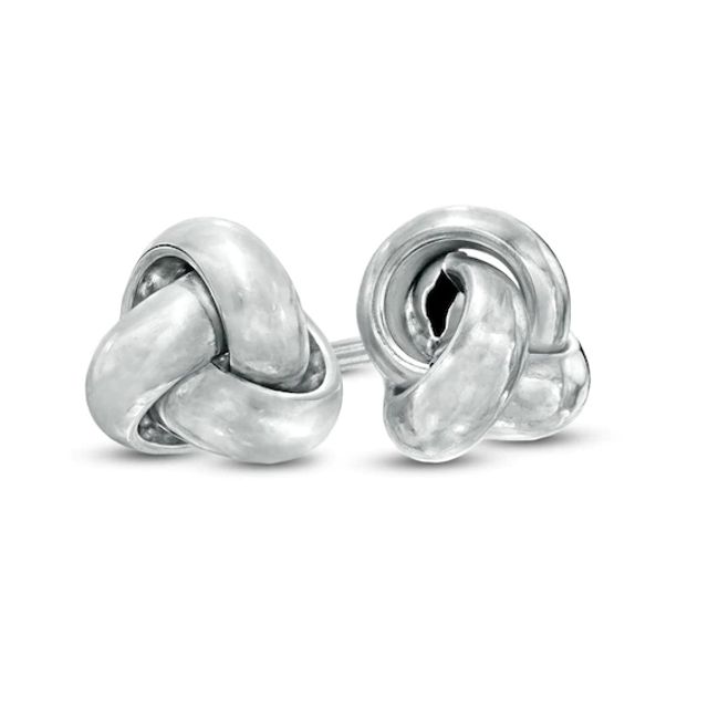 Small Love Knot Stud Earrings in 10K White Gold
