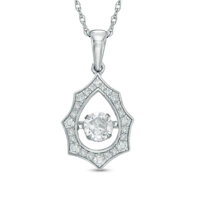 1/2 CT. T.w. Diamond Starburst Pendant in 10K White Gold