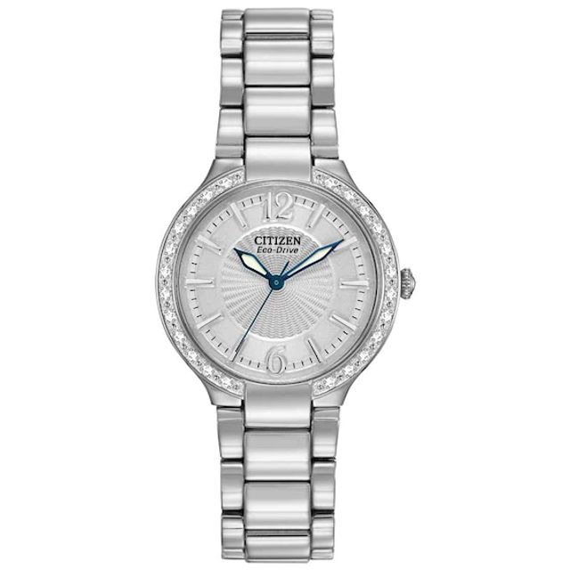 Ladies' Citizen Eco-DriveÂ® Firenza Diamond Accent Watch with Silver Dial (Model: Ep5970-57A)