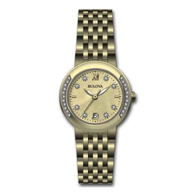 Ladies' Bulova Diamond Accent Gold-Tone Watch (Model: 98R212)