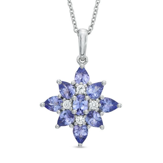 Tanzanite and Diamond Accent Pendant in 10K White Gold