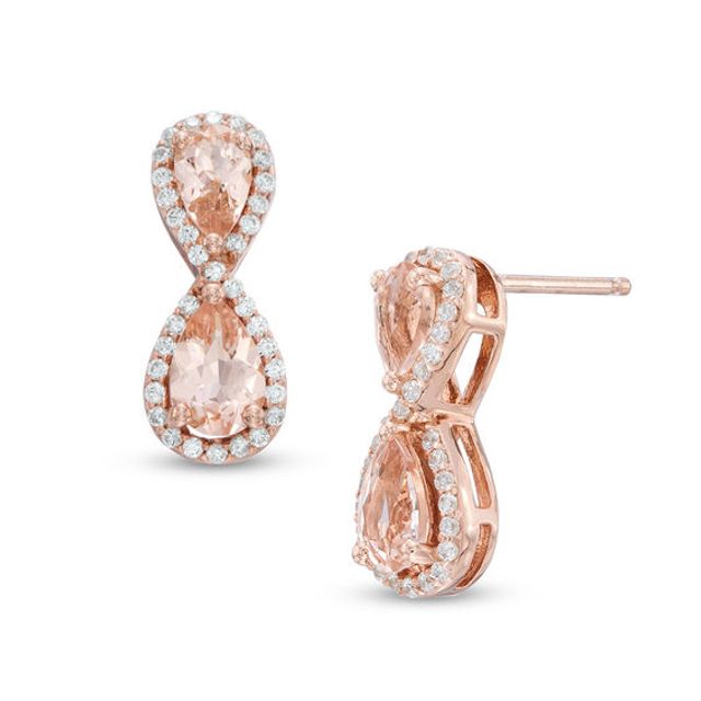 Pear-Shaped Morganite and 1/4 CT. T.w. Diamond Infinity Drop Earrings in 10K Rose Gold