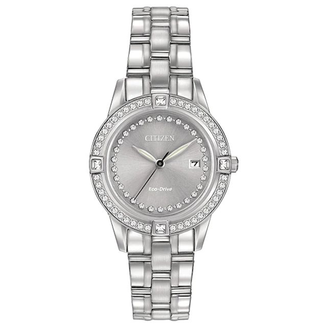 Ladies' Citizen Eco-DriveÂ® Crystal Accent Silhouette Watch with Silver Dial (Model: Fe1150-58H)