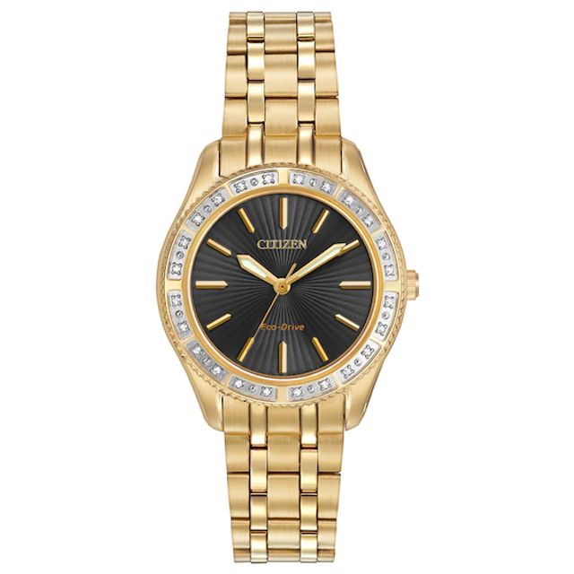 Ladies' Citizen Eco-DriveÂ® Carina Diamond Accent Watch with Black Dial (Model: Em0242-51E)