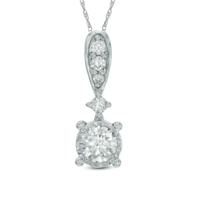 1/2 CT. T.w. Diamond Drop Pendant in 10K White Gold