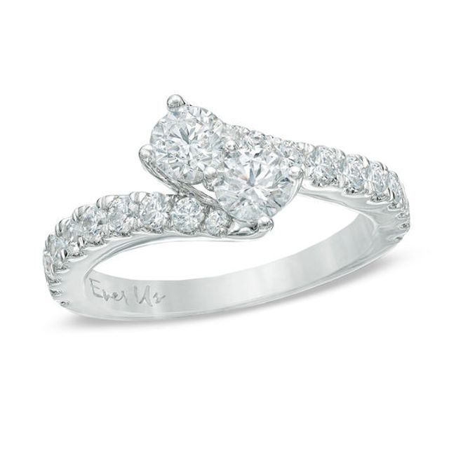 Ever UsÂ® CT. T.w. Two-Stone Diamond Bypass Ring in 14K White Gold