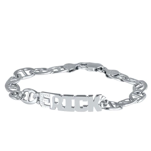 Men's Nameplate ID Bracelet in Sterling Silver (8 Characters) - 8.0"