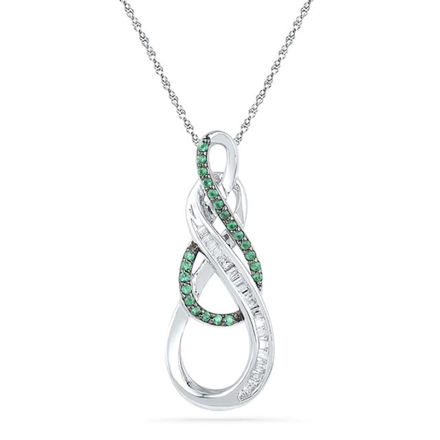 1/4 CT. T.w. Enhanced Green and White Diamond Double Infinity Pendant in Sterling Silver