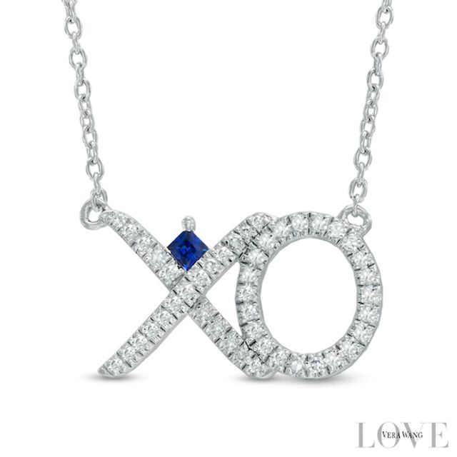 Vera Wang Love Collection 1/5 CT. T.w. Diamond "Xo" Necklace in Sterling Silver