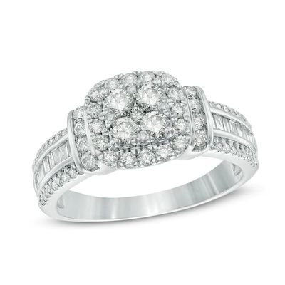 1 CT. T.w. Diamond Composite Frame Engagement Ring in 10K White Gold