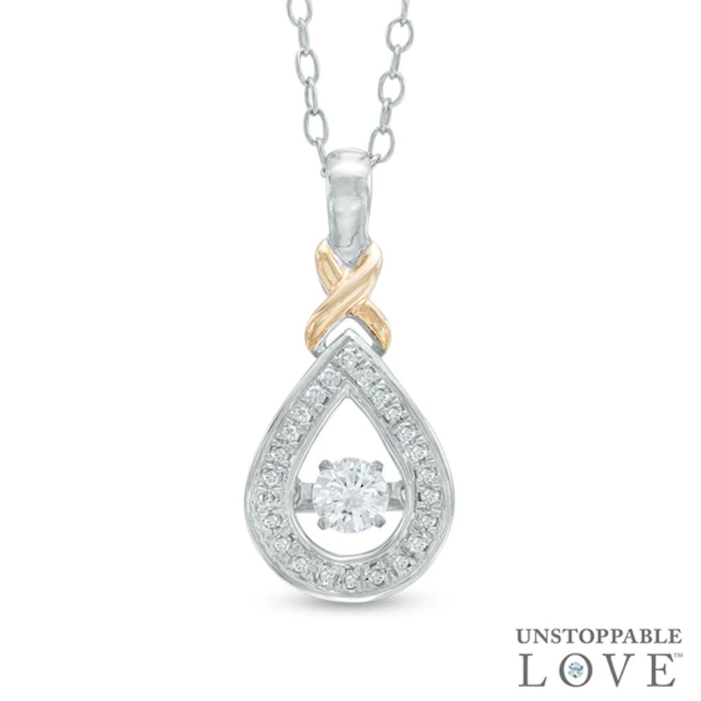 1/4 CT. T.w. Diamond Teardrop Pendant in 10K Two-Tone Gold