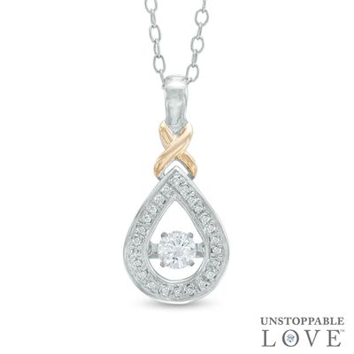 1/4 CT. T.w. Diamond Teardrop Pendant in 10K Two-Tone Gold