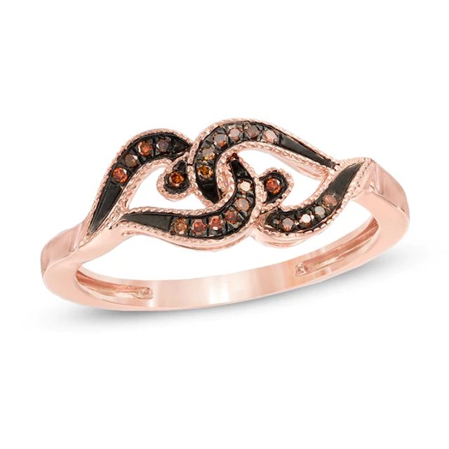 Enhanced Cognac Diamond Accent Knot Ring in 10K Rose Gold