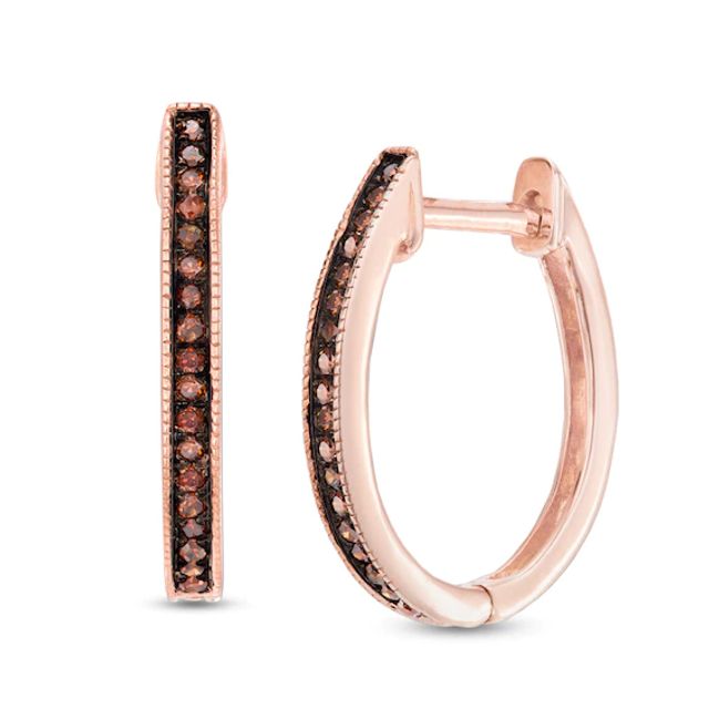 1/10 CT. T.w. Cognac Diamond Hoop Earrings in 10K Rose Gold