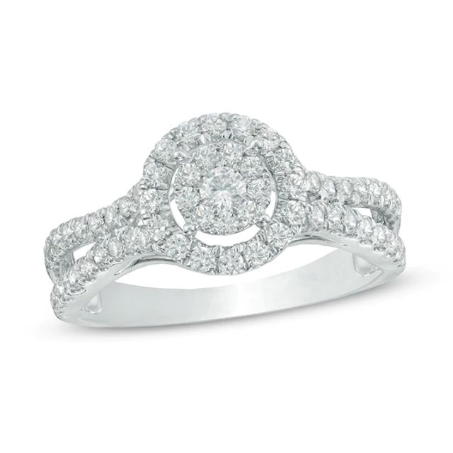 3/4 CT. T.w. Composite Diamond Frame Engagement Ring in 10K White Gold