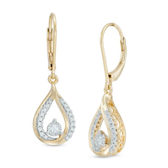 1/3 CT. T.w. Diamond Teardrop Earrings in 10K Two-Tone Gold