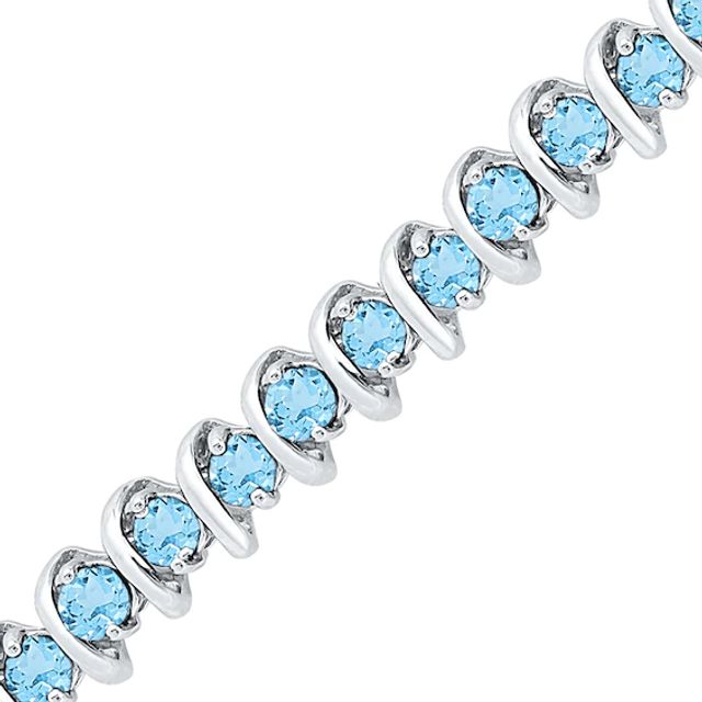 Blue Topaz Swirl Tennis Bracelet in Sterling Silver - 7.5"