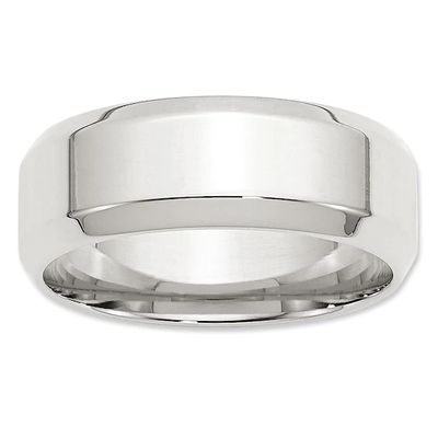Men's 8.0mm Bevel Edge Comfort Fit Wedding Band Sterling Silver