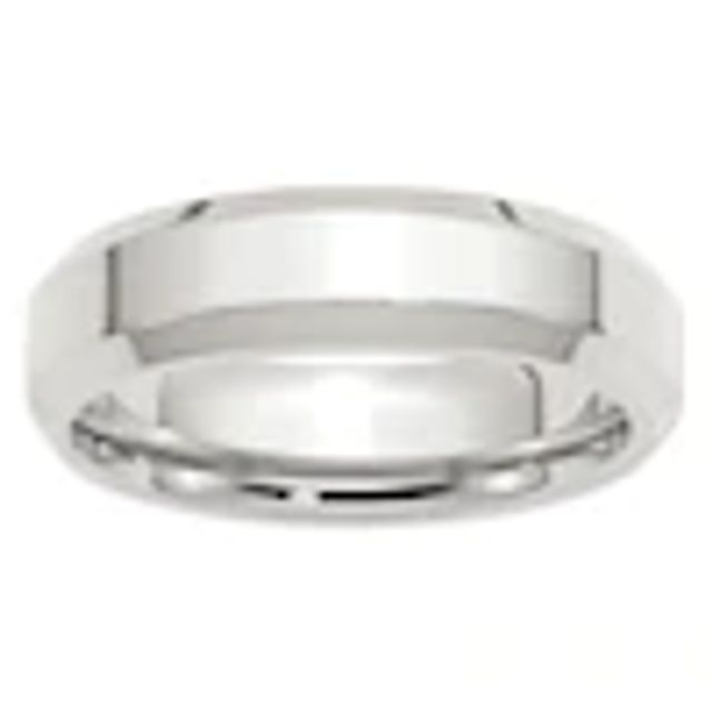 Zales Men's 8.0mm Bevel Edge Comfort Fit Wedding Band in Sterling