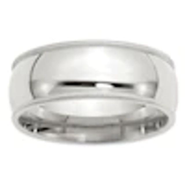 Zales Men's 8.0mm Bevel Edge Comfort Fit Wedding Band in Sterling Silver
