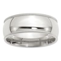 Men's 8.0mm Comfort Fit Milgrain Wedding Band in Sterling Silver