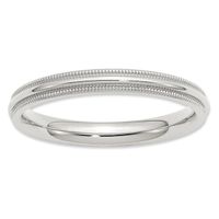 Ladies' 3.0mm Comfort Fit Milgrain Wedding Band in Sterling Silver