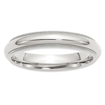 Ladies' 4.0mm Comfort Fit Milgrain Wedding Band in Sterling Silver