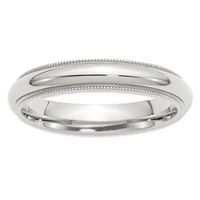 Ladies' 4.0mm Comfort Fit Milgrain Wedding Band Sterling Silver