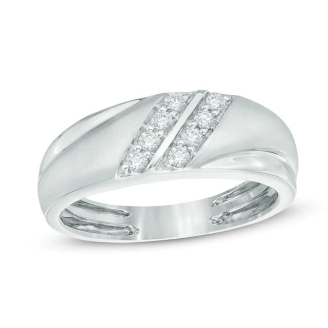 1/4 CT. T.w. Diamond Double Slant Anniversary Band in 10K White Gold