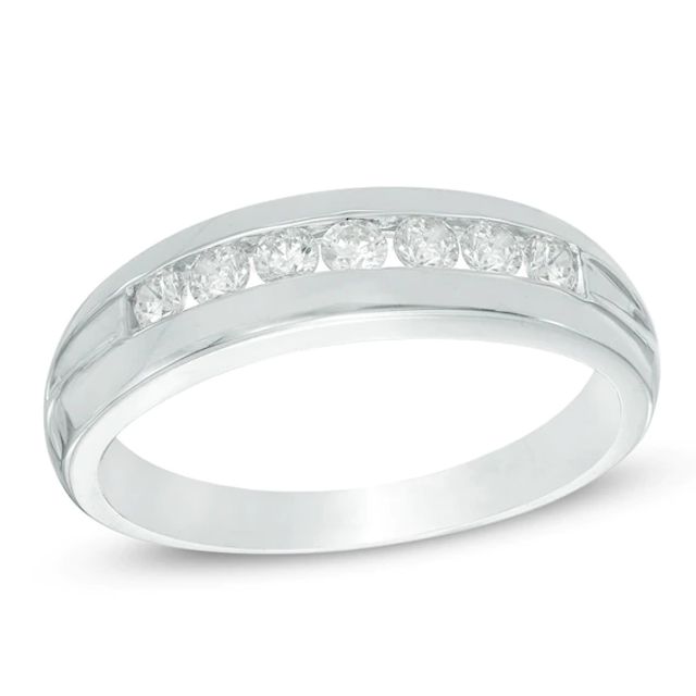 Men's 1/2 CT. T.w. Diamond Seven Stone Anniversary Band in 10K White Gold