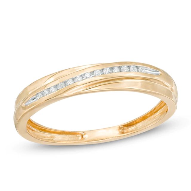 Men's 1/20 CT. T.w. Diamond Slant Wedding Band in 10K Gold