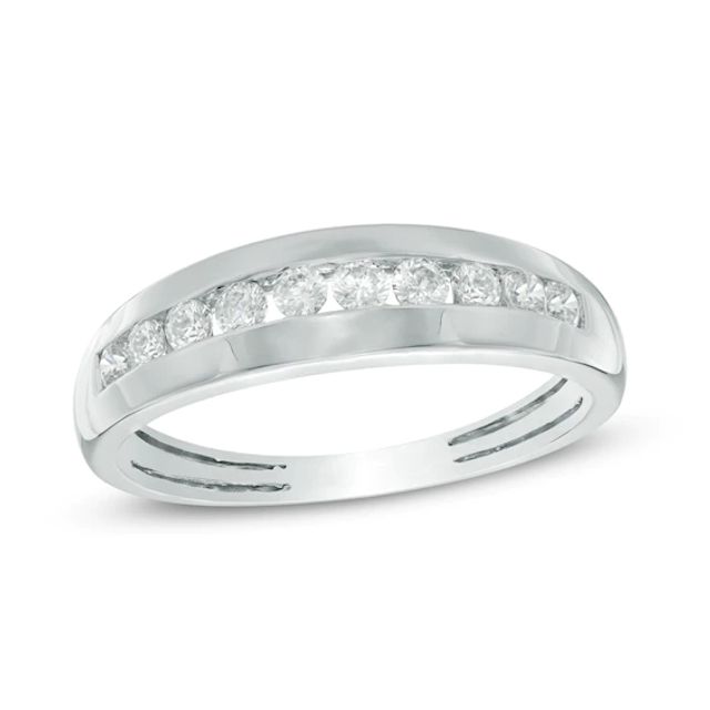 Men's 1/2 CT. T.w. Diamond Channel Wedding Band in 10K White Gold