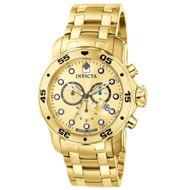 Men's Invicta Pro Diver Gold-Tone Chronograph Watch (Model: 0074)