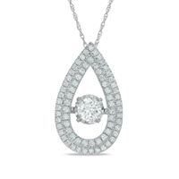 1 CT. T.w. Diamond Double Frame Teardrop Pendant in 14K White Gold