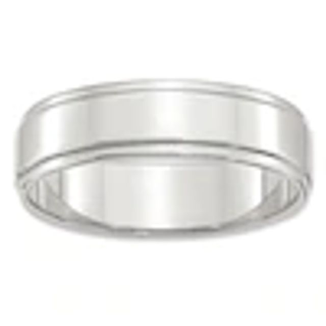 Men's 6.0mm Beveled Edge Comfort Fit Wedding Band in Stainless Steel