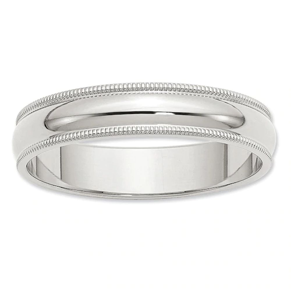 Zales Men's 5.0mm Bevel Edge Comfort Fit Wedding Band in Sterling Silver
