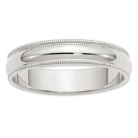 Men's 5.0mm Milgrain Edge Wedding Band Sterling Silver