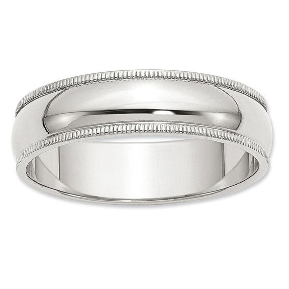 6mm Diamond-Cut Slant Comfort Fit Wedding Band in Solid Sterling