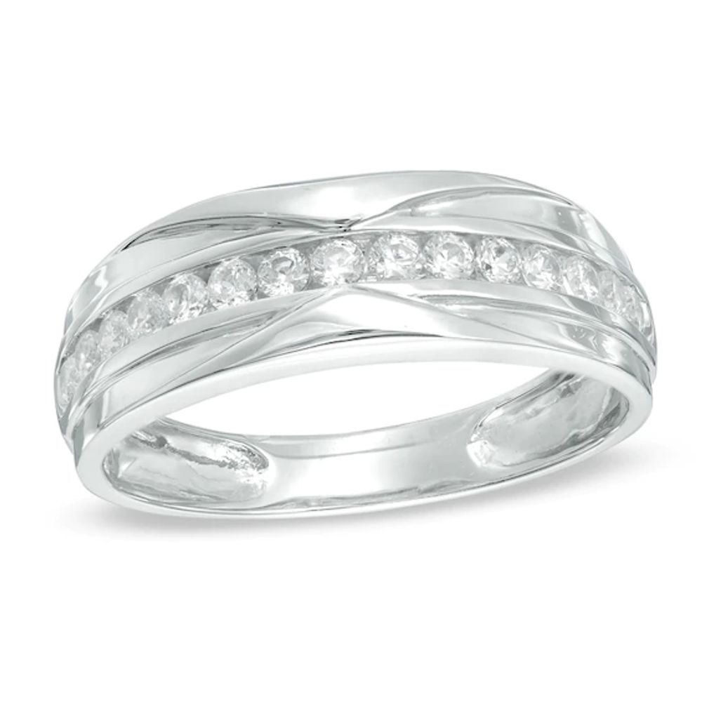 Men's 1/2 CT. T.w. Diamond Wedding Band in 10K White Gold