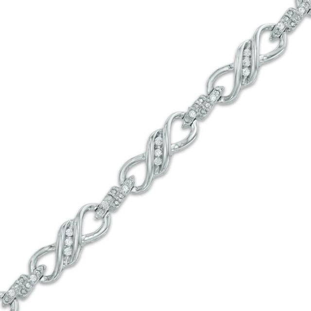 1/4 CT. T.w. Diamond Infinity Link Bracelet in 10K White Gold - 7.25"